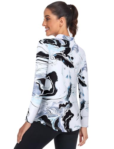 Misyula Womens Golf Shirts 1/4 Zip Sun Protection Quick Dry Tennis Running Athletic Workout Tops2
