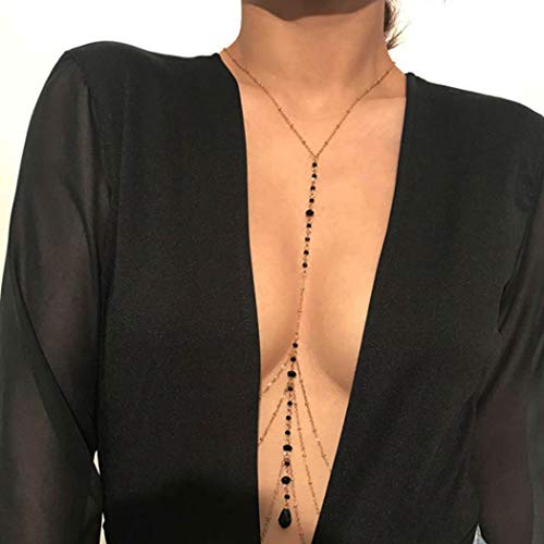 Cosydays Sexy Belly Chain Gold Rhinestone Harness Body Chain Beach Bikini Chains Waist Nightclub Body Chain Jewelry for Women and Girls (A-Rhinestone)
