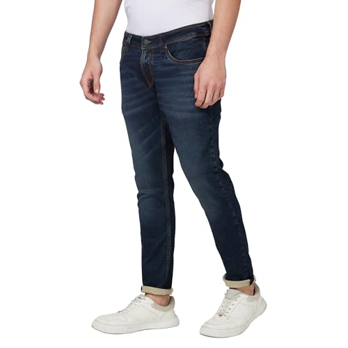 Image of Spykar Men's Kano Slim Fit Mid-Rise Jeans (Ankle Length)