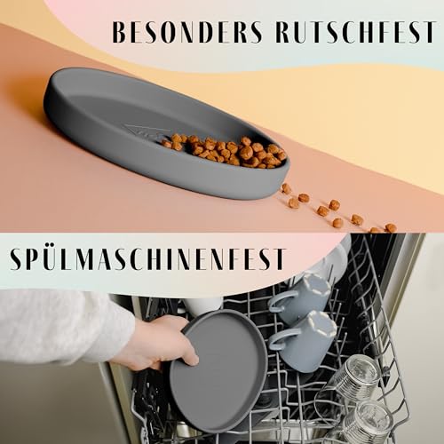 ne&no Futternapf für Katzen [nala Collection] - Flache Futterschale | Breiter Silikonnapf | Fressnapf | Silikon Napf | Katzenfutter Teller
