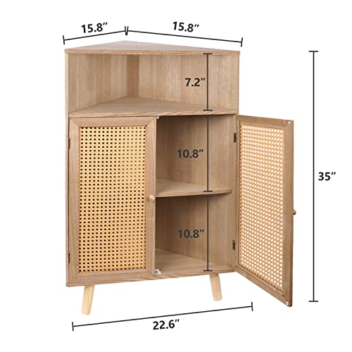Corner Cabinet Organizer With Doors, Small Rattan Corner Table, 4-Tier Corner Bar Cabinet, Freestanding Corner Tables For Small Spaces, Corner Shelf Stand For Living Room, Kitchen, Bathroom, Bedroom #TOP4