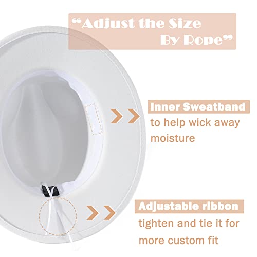 Image of Lisianthus Men & Women Vintage Wide Brim Fedora Hat | Classic Belt Buckle Decor, Adjustable Drawstring, Inner Breathable Sweatband, Timeless Style, Ideal for Travel & Daily
