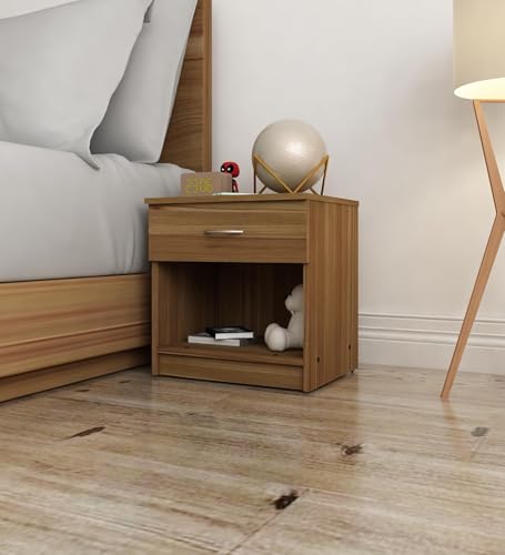 Image of Muse Multipurpose Side Table | Engineered Wood | Bedside Table | Lyon Teak Finish | Compact & Durable | Easy Knock-Down Assembly