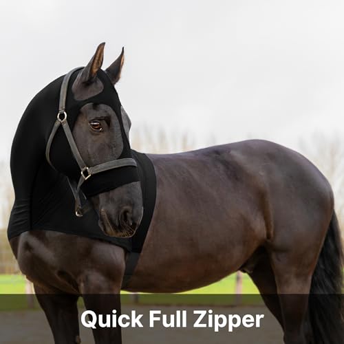 Image of Resistance Horse Hood Slinky Lycra Zippered Mane Braid Shoulder Guard - Horse Sleazy Slickers Care Sheet