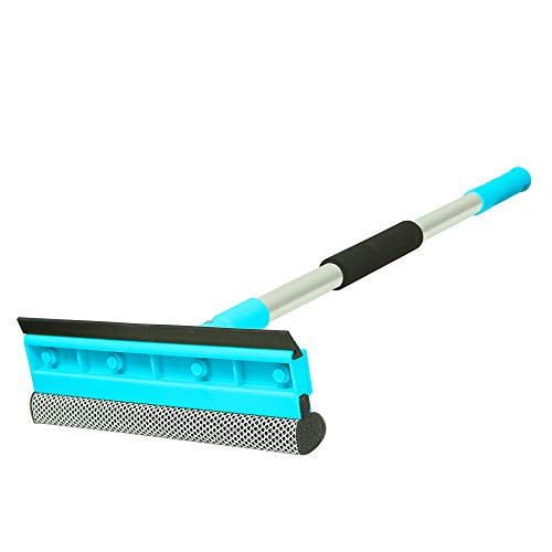 Up To 40% OFF Guay Clean Window Glass Squeegee Wiper and Scrubber - Dual Side Blade Rubber and Sponge - Telescopic Long and Short Pole - for Glass Door Window Windshield - Blue