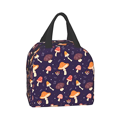 Pubnico Orange And Brown Mushroom Lunch Box , Bento Box Insulated Lunch Boxes Reusable Waterproof Lunch Bag With Front Pocket For Office Picnic Hiking Beach #TOP2