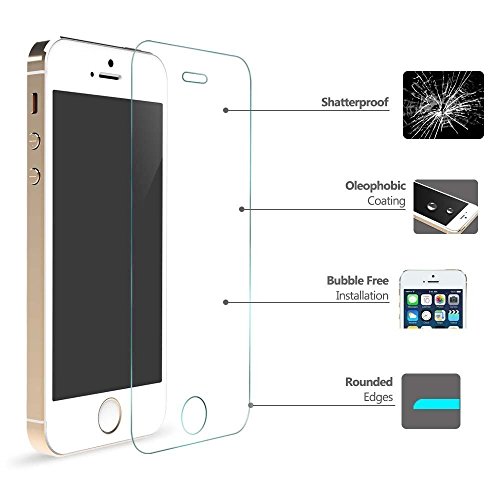 For Iphone 5S / 5 / 5C Screen Protector,9H Hardness Premium Tempered Glass Screen Protector Round Edge Ultra-Clear Glass Screen Protector Perfect Fit For Iphone 5S (1 Pack) #TOP2