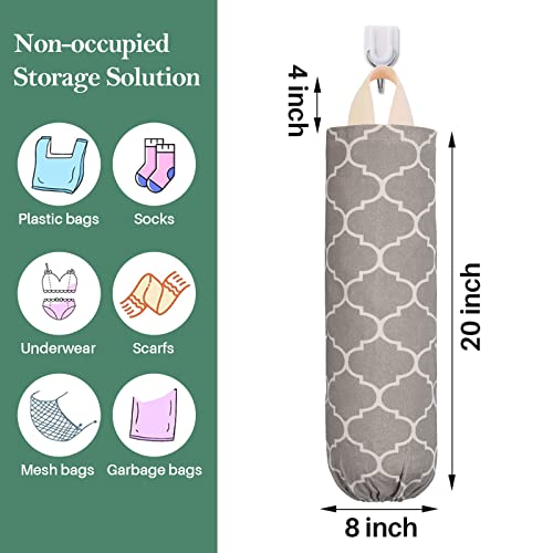 Lecorner Plastic Bag Holder, Washable Grocery Bag Holder For Plastic Bags, Durable Plastic Bag Storage Dispenser With Hanging Loop, Wall Mount Trash Bag Dispenser For Home Kitchen Cabinet (Beige) #TOP2