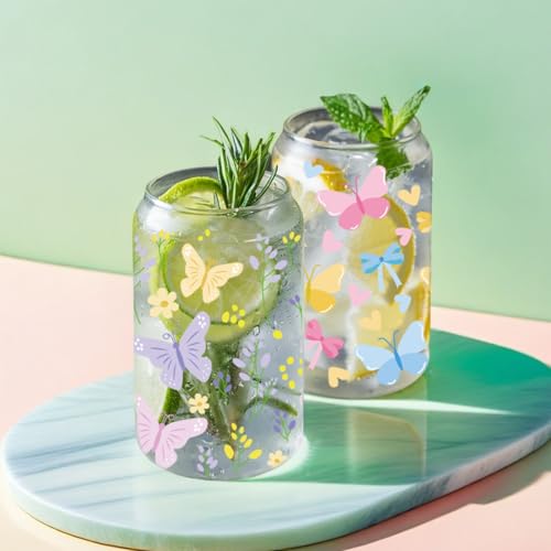 Vasos de cristal estéticos resistentes juego de vasos decorados 5