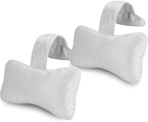 Keoltuo Hot Tub Pillow (2-Pack)，Bath Pillow for Headrest，Universal Spa Pillow Height Adjustable Chaise Lounge Pillow for Bathtub（Grey）