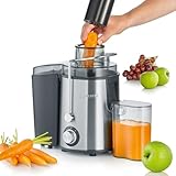 SEVERIN Entsafter, geräuscharme Saftmaschine für vitaminreiche Obst- und Gemüsesäfte, elektrische Saftpresse aus Edelstahl, 500 ml Auffangbehälter, schwarz/Edelstahl ES 3566 - 6