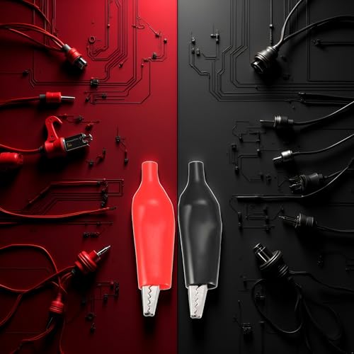 Image of 20Pcs Medium Alligator Clips Black Red Soft Insulated Boots Covered Test Lead Clamp,Test, Measure and Inspect