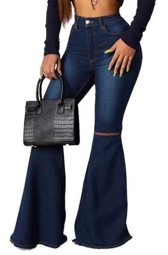 Bell Bottom Jeans for Women High Waisted Stretch Ripped Skinny