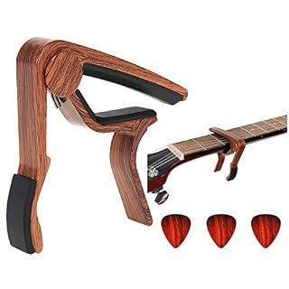 Malatec Capodastre Accessoire pour Guitare Acoustique et électrique Banjos – Changement Rapide avec 3 médiators en Bois… - Les Beatles, Paul McCartney, John Lennon, RIngo Starr, George Harrison