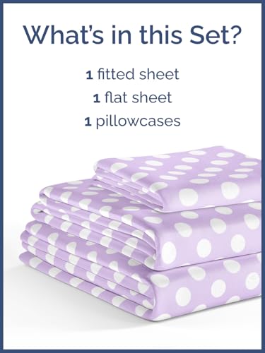Image of Kids Twin Size Purple Dots Bed Sheets - 3 Piece Kids Purple Dots Sheet Set
