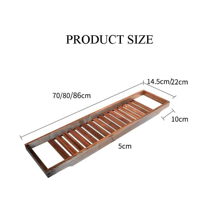 Bandeja grande para bañera de madera de nogal premium para accesorios de baño 5