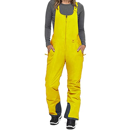 Skihose für Damen, Winter, wasserdicht, Wanderhose, warm, Softshell, winddicht, für Arbeit, Snowboard, Berg, Schnee, Klettern, gelb, 48