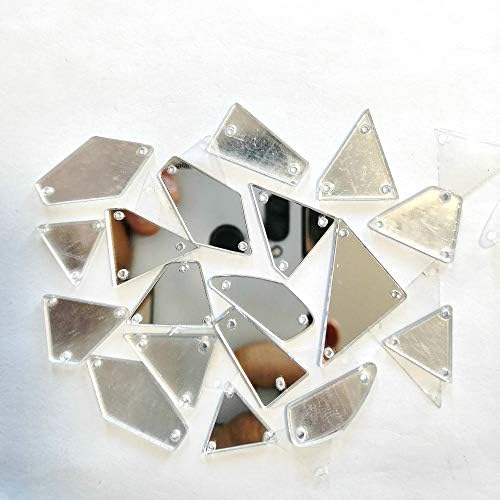 105pcs Mix Mirror Silver Loose Beads DIY Sew on Clothes Clothing Crystals Decorative Costumes Rhinestones Stone Strass Mirror Sewing for DIY Dance Party Evening Wine Ball Dresses Bags Shoes