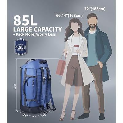 Rolling Duffle Bag with Wheels - 86L Extra Large Travel Duffel, Foldable & Waterproof Checked Luggage for Men, Camping, Sports, Long Trips (Blue)