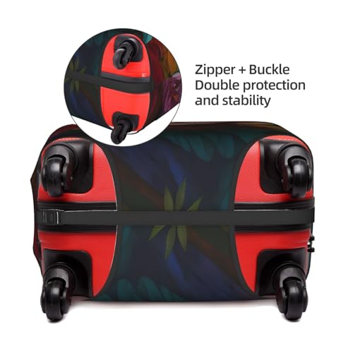 Image of Tropical Vibrant Parrot and Hibiscus Flowers Elasticity Luggage Protection Cover Travel Scratch Resistant Suitcase Covers Small (18-21 inch suitcase)