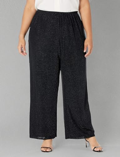 Image of Alex Evenings Women's Drapey Metallic Knit Straight Leg Pant