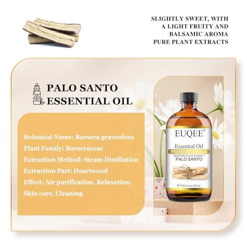 EUQEE-Palo-Santo-Essential-Oil-118mL-Pure-Palo-Santo-Oil-Premium-Essential-Oil-with-Glass-Dropper-for-Diffuser-Soap-Candle-Making-4Fl-Oz EUQEE Palo Santo Essential Oil 118mL Pure Palo Santo Oil Premium Essential Oil with Glass Dropper for Diffuser Soap Candle Making 4Fl Oz