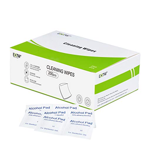 Pack of 200 Alcohol Cleaning Wipes, EOTW Cleaning Wipes Tiny Size 6cm x 6cm Individually Wrapped, EOTW Disposable Cleaning Wipes for Home and Office Use