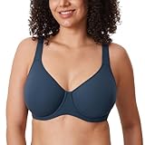 DELIMIRA Women's Inbarely Plus Full Coverage Bra Plus Size Underwire Unlined Seamless Bras Sargasso 38D