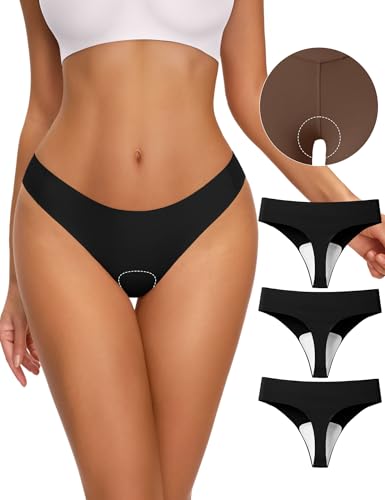 NIASOUL Thongs for Women Seamless Thong Panty Liners No Show Breathable G-Strings Workout Underwear...