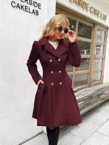 Image of GRACE KARIN 2026 Women's Fashion Trench Coat Notch Lapel Double Breasted Thick A Line Pea Coats Jacket with Pockets(S-2XL)