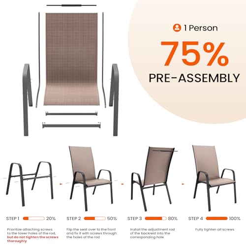 Image of JEAREY Patio Dining Chairs Set of 6, Stackable Outdoor Chairs, Coffee