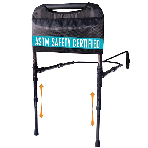 Able Life Sturdy Rail, Adjustable Stand Assist Bed Bar with Support Legs, Bedside Railing Mobility Aid with Organizer Pouch for Adults, Seniors, and Elderly, ASTM Safety Approved Bedrail