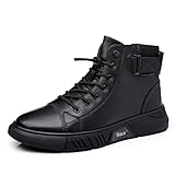 DevilAngel Men's Italian High Top Cashmere Leather Boots, Classic Side Zip Chukka Boots. (black with Velvet,10,10)