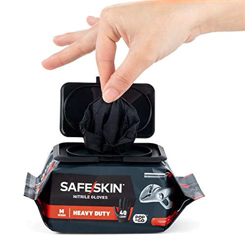 Safeskin* Nitrile Exam Disposable Gloves In Pop-N-Go* Pack, Heavy Duty, Size Large, Powder-Free, Black - For Household Plumbing, Gardening, Painting #TOP2