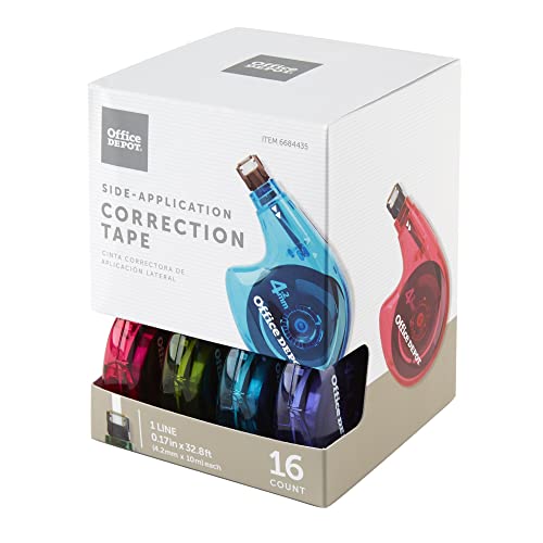 Office Depot® Brand Side-Application Correction Tape, 1 Line x 392\", Pack of 16 Cartridges