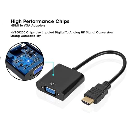 Image of Sounce HDMI to VGA Gold Plated High-Speed 1080P Active HDTV HDMI to VGA Adapter Converter Male to Female with Audio and Micro USB Charging Cable, (Gold Black)