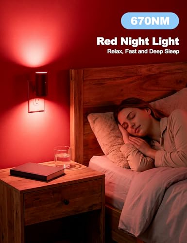 Image of VOLISUN Red Night Light Plug into Wall, LED Night Lights with Light Sensor, Sleep Aid Red, Dimmable Night Light for Christmas, Holiday Decor, Hallway, Bedroom, 4 Pack