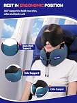 Neck Oreiller pour voyager, Oreil de voyage pour avions avec ergonomie 360° Tête Neck Soutien, Combo avec 3D Masque pour les yeux, pas de tête Bobbing Voyage essentiels pour l'avion, voiture, train, maison-grey