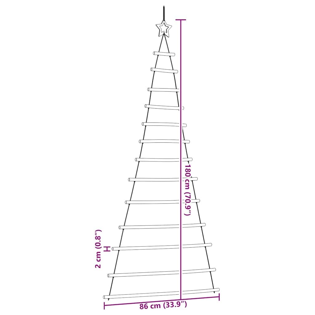 Albero di Natale sospeso 86 x 180 cm, rami naturali con punta a stella, decorazione rustica in legno per parete e porta, decorazione natalizia salvaspazio