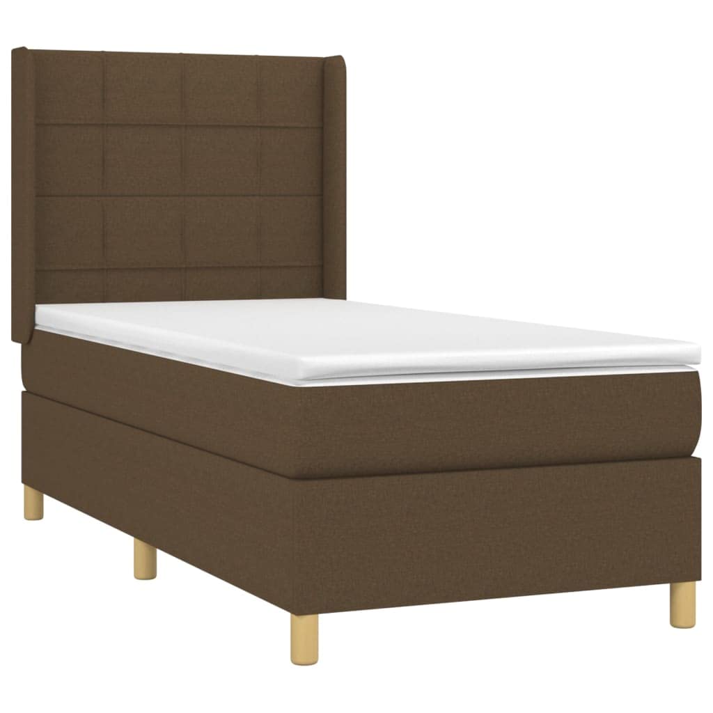 Generisch Łóżko kontynentalne, tapicerowane łóżko absorbuje wibracje, wspomaga sen i oddycha, nadaje się do sypialni, (ciemnobrązowe, 90 x 190 cm, blok z kwadratami)