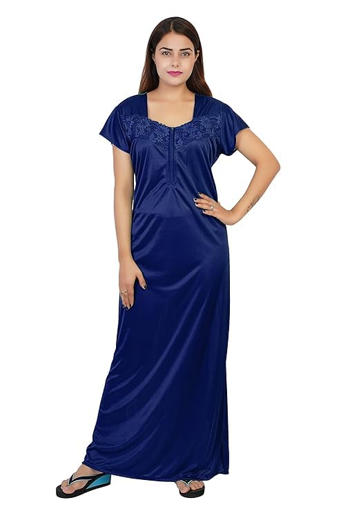 Nighty for Women & Girls Nightwear, Sexy Night, Satin Nightwear Nighty Maxi | Honeymoon Nighty-image-40