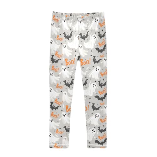 senya Girls Printed Leggings Yoga Pants White Ghost Pattern for Kids in 4t to 10 Years, 4T