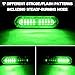 Primelux Green Emergency Grill Lights - 4.4-Inch 10 LED Ultra Slim Strobe Lighthead for Trucks, Vehicles and Cars - External Surface Mounting Lights (4-Pack)