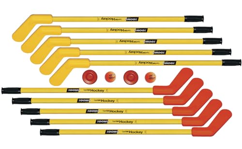 DOM Super-Safe Hockey Set,36 Inches, Includes 10 Sticks, 2 SuperSafe Pucks and 2 Balls