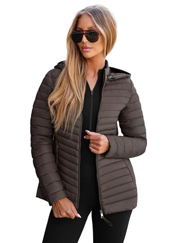 OZONEE Damen Übergangsjacke Regenjacke Jacke Übergang Jacken Herbst Bomberjacke Stehkragen Kapuze Steppjacke Kapuzenjacke Leichte Outdoor Puffer Jacket Gepolstert 777/4700K...