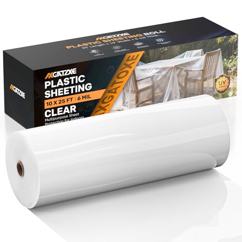 6 Mil 10x25 FT Heavy Duty Plastic Sheeting UV Resistant Tear-Proof for Greenhouse Construction Painting Farm & Floor Protection
