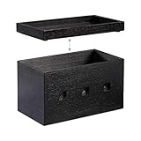 Relaxdays Bamboo Cable Box, Hide Lead Extensions & Cables, Desk Organiser, 16.5x25.5x14cm, Black - Image 6