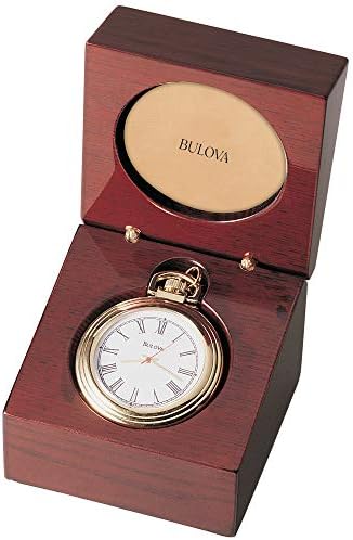 Bulova B2662 Ashton Pocket Watch, Gold-Tone Finish/Mahogany Stain Box