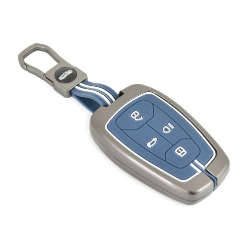 Image of arika Key Cover Compatible with Tata Harrier | Safari | Nexon | Altroz | Tigor | EV | Punch | Tiago EV Electric - 4 Button Smart Key , Cobalt Blue CyberMetal Series