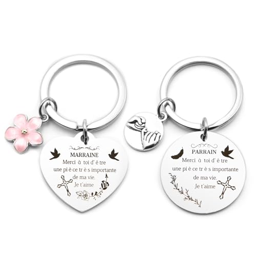fuakUip Cadeau Parrain Marraine Demande,Porte Cle Marraine,Porte Clé Parrain,Cadeau Bapteme,Cadeaux Marraine,Cadeaux Pour Parrain